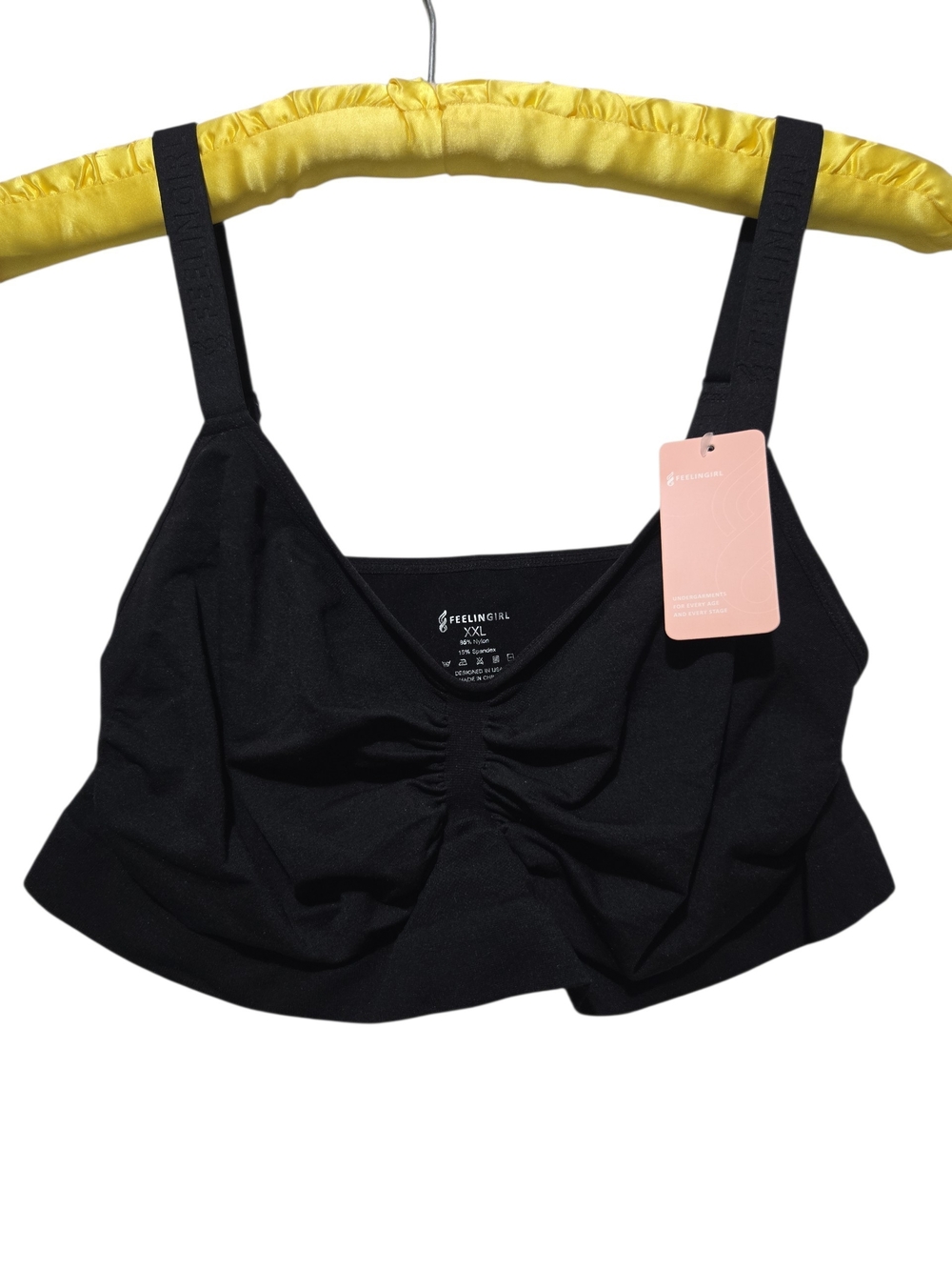 FeelinGirl Smooth Seamless Comfort Wireless Plus Bra Black XXL NWT Cinch Front